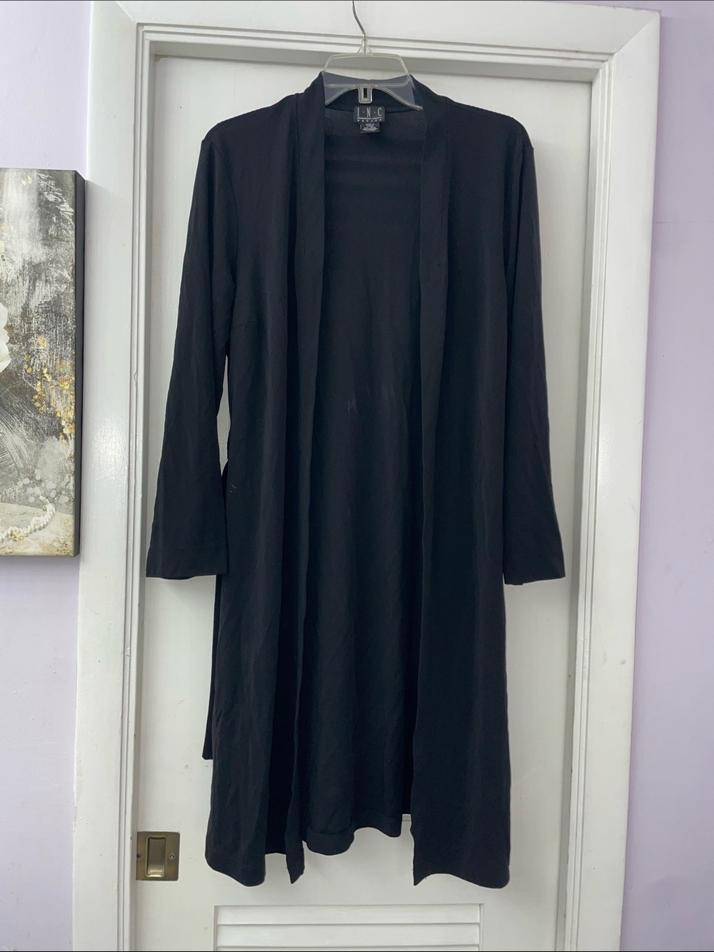 INC International Concepts Black Petite Long Cardigan